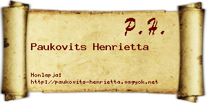 Paukovits Henrietta névjegykártya